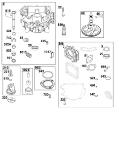 Crankcase Cover/Sump Group Diagram and Parts List for 40N877-0044-B5  Briggs and Stratton Engine